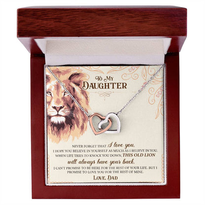 To My Daughter - This Old Lion - Necklace Interlocking Hearts Necklace