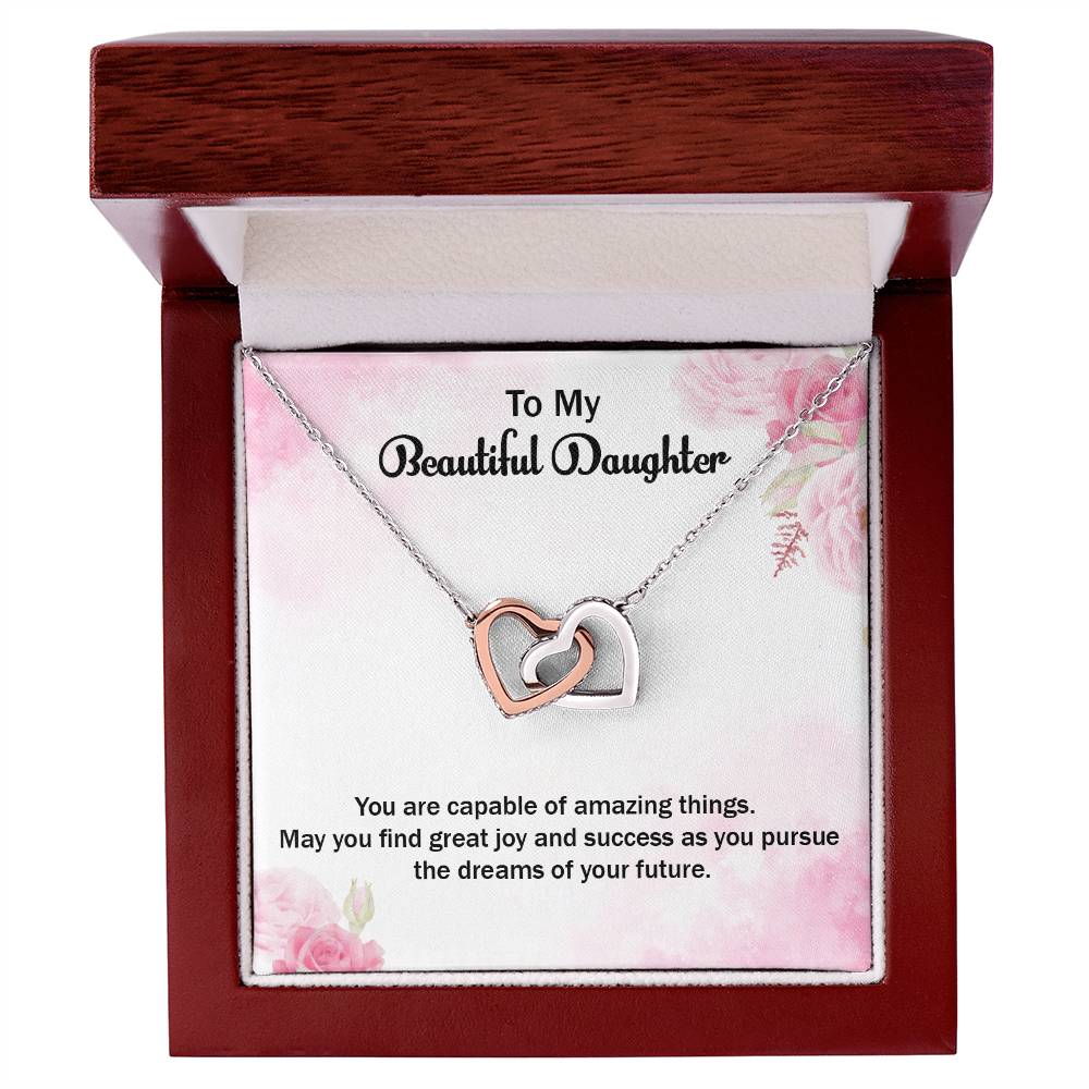 Daughter Grduation Two Hearts Interlocking Hearts Necklace