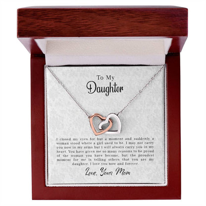 To My Daughter - Now & Forever - Necklace Interlocking Hearts Necklace