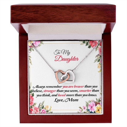 To My Daughter Joined Hearts Pendant Necklace Interlocking Hearts Necklace