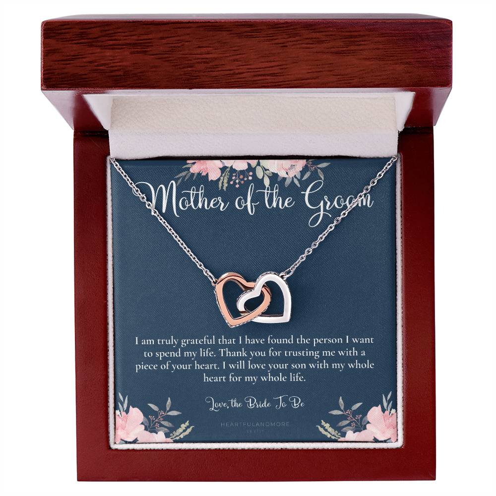 Mother Of The Groom Gift Necklace Wedding Gift Bridal Party Rehearsal Dinner Man Of My Dreams Parent Of Groom Mother In Law Gift Interlocking Hearts Necklace