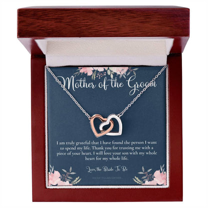 Mother Of The Groom Gift Necklace Wedding Gift Bridal Party Rehearsal Dinner Man Of My Dreams Parent Of Groom Mother In Law Gift Interlocking Hearts Necklace