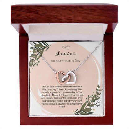 To My Sister On Your Wedding Day Interlocking Hearts Necklace