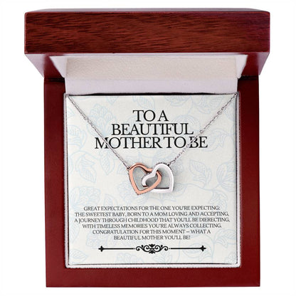 To A Beautiful Mother To Be - Premium Love Necklace - Ge01 Interlocking Hearts Necklace