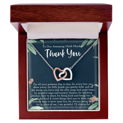 Thank You Gift For Child Minder Child Minder Appreciation Gift Child Minder Leaving Gift Childminder Christmas Gift Child Minder Necklace Interlocking Hearts Necklace