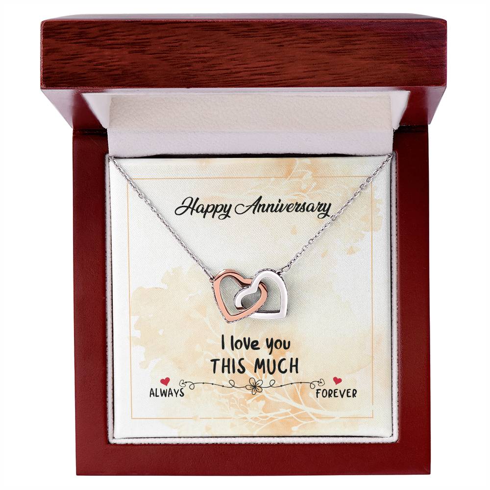 Happy Anniversary - Forever Love Double Love Silver Necklace For Wife Husband Girlfriend Boyfriend Significant Other So. Interlocking Hearts Necklace