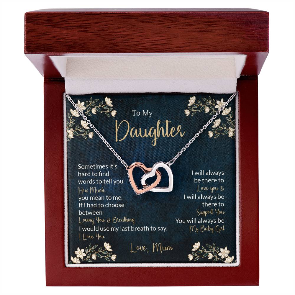 To My Daughter - Unique Heart Bonding Necklace Gift Set Interlocking Hearts Necklace