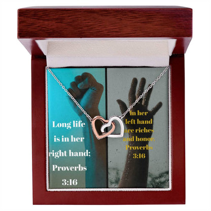 Ike Mens Collage Proverbs Jewelry Interlocking Hearts Necklace