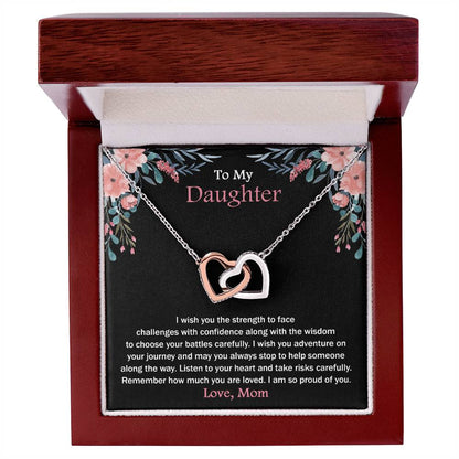 To My Daughter - Remember How Much You Are Loved - Necklace Interlocking Hearts Necklace