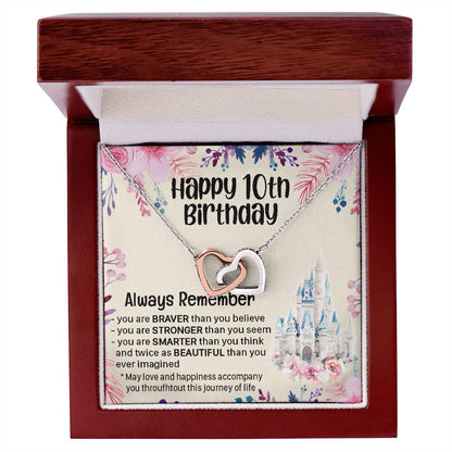 Happy 10Th Birthday Gift For Daughter Gift For 10 Years Old Birthday Teen Girl Daughter Necklace Gift Interlocking Hearts Necklace