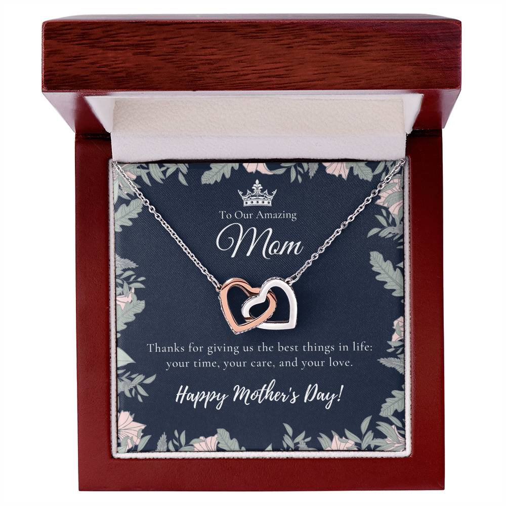 To Our Amazing Mom Necklace Happy Mother’S Day Gift Personalized Mom Gift Mothers Necklace Gift For Mom Best Mom Gift Interlocking Hearts Necklace