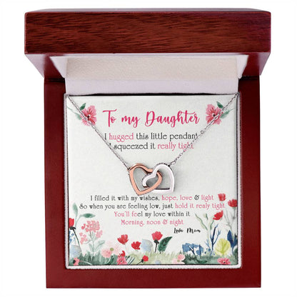 To My Daughter - You'Ll Feel My Love Within It. Morning Noon & Night Interlocking Hearts Necklace