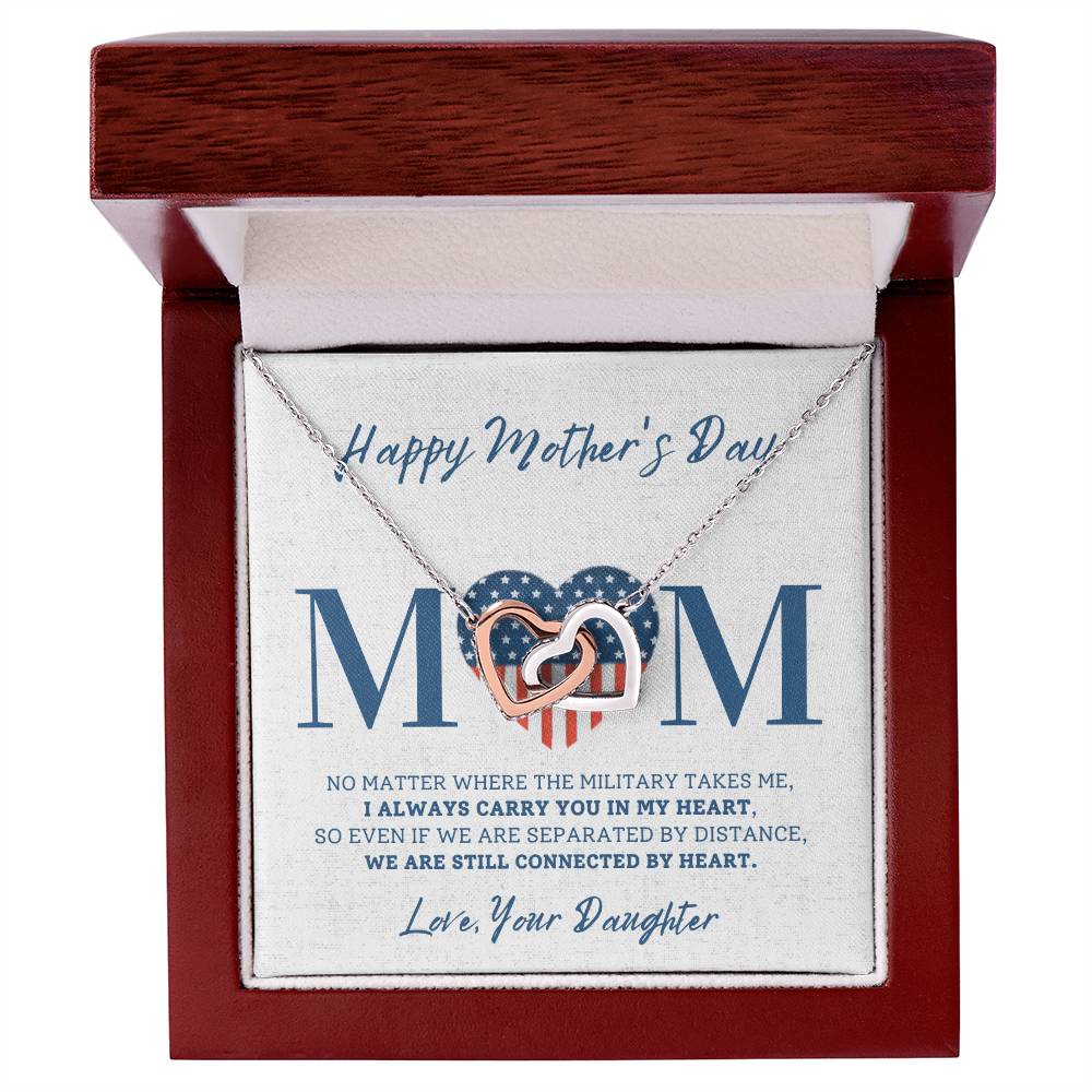 Military Daughter Carry You In My Heart Mother'S Day Necklace ???? Interlocking Hearts Necklace