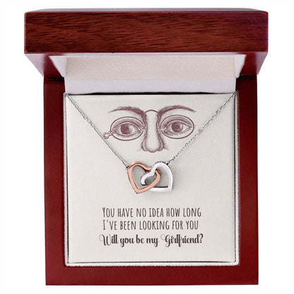 Will You Be My Girlfriend Gift Girlfriend Proposal Idea Interlocking Hearts Necklace