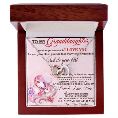 To My Granddaughter Interlocking Hearts Necklace Message Card
