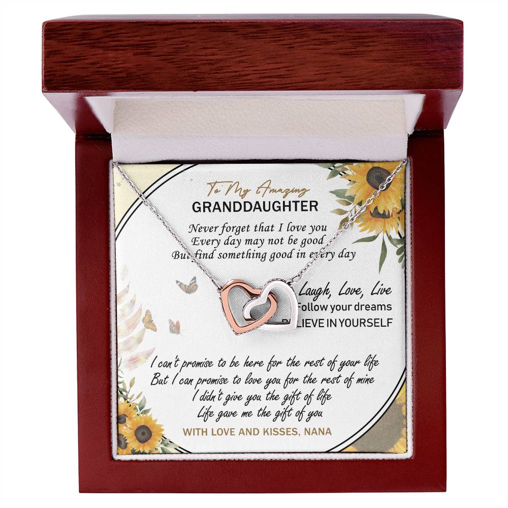 To My Amazing Granddaughter Interlocking Hearts Necklace Message Card