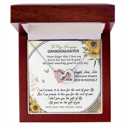 To My Amazing Granddaughter Interlocking Hearts Necklace Message Card