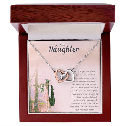 To My Daughter Interlocking Hearts Necklace