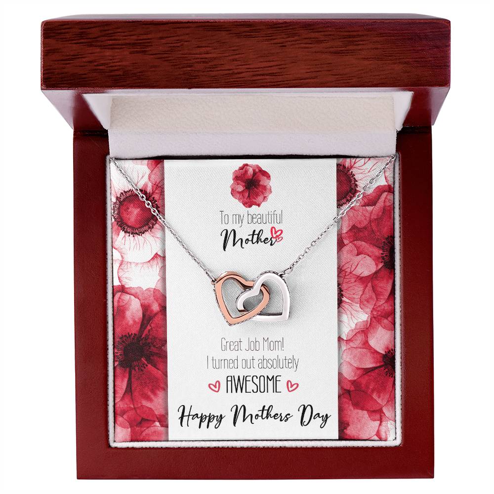 Great Job Mom Linked Hearts Mothers Day Necklace Interlocking Hearts Necklace