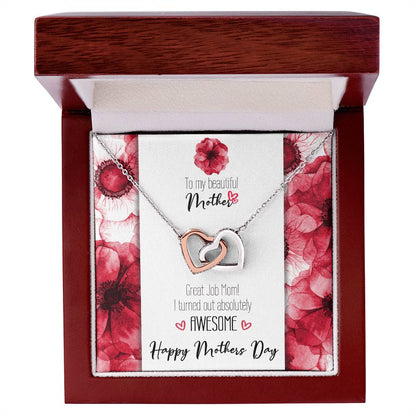 Great Job Mom Linked Hearts Mothers Day Necklace Interlocking Hearts Necklace