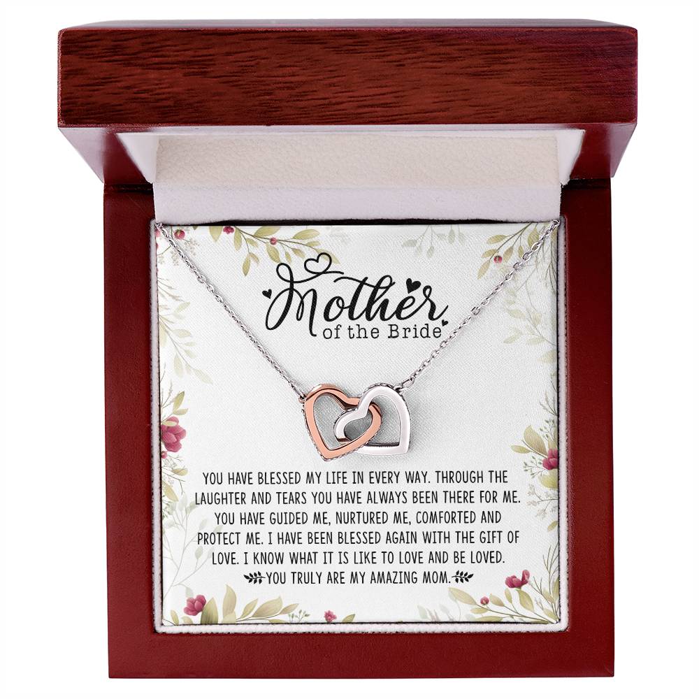 Mother Of The Bride Interlocking Hearts Necklace Message Card