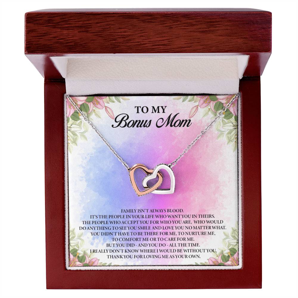 To My Bonus Mom Interlocking Hearts Necklace