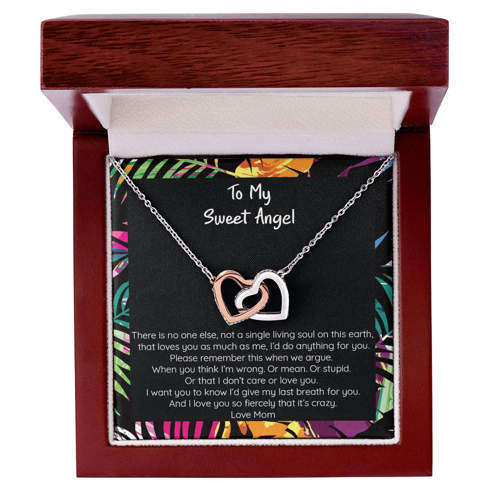Teen Girl Sweet Angel From Mom Locked Hearts Necklace Interlocking Hearts Necklace