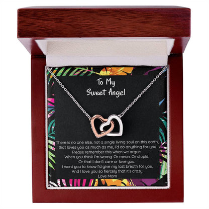 Teen Girl Sweet Angel From Mom Locked Hearts Necklace Interlocking Hearts Necklace