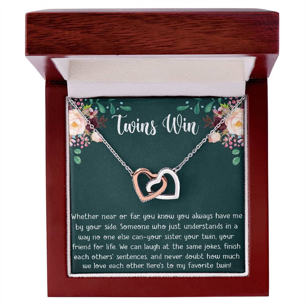 My Twin Interlocking Hearts Necklace - Perfect Gift For Your Twin Sister Twin Girl Show Your Twin Love With The Best Present