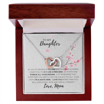 To My Daughter -I Love You Interlocking Hearts Necklace
