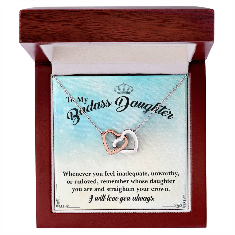 To My Badass Daughter- I Will Always Love You- Necklace Interlocking Hearts Necklace
