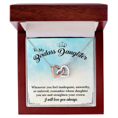 To My Badass Daughter- I Will Always Love You- Necklace Interlocking Hearts Necklace