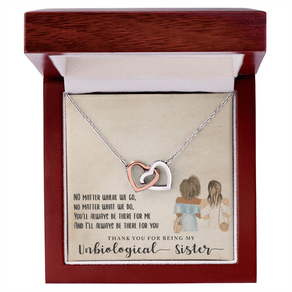 Unbiological Sister Necklace Best Friend Forever Bff Interlocking Hearts Necklace