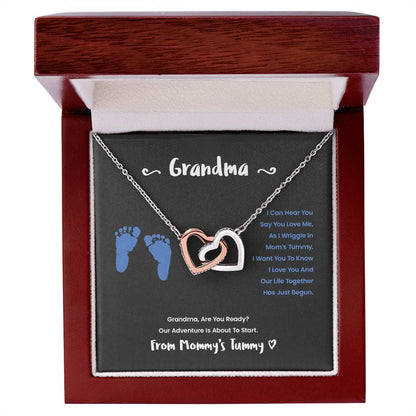 Grandma I Can Hear You Say You Love Me - Blue Version Interlocking Hearts Necklace