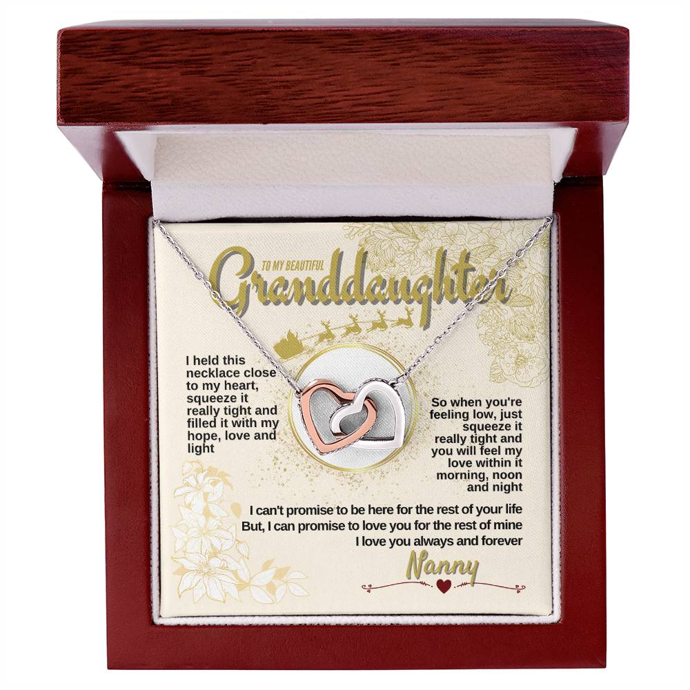 To My Granddaughter - Nanny Loves You Always & Forever - Necklace Interlocking Hearts Necklace