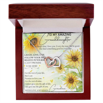 To My Amazing Granddaughter Interlocking Hearts Necklace Message Card
