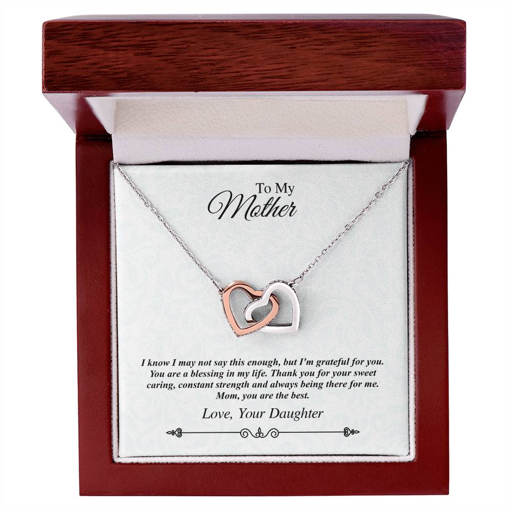 'To My Mother' Linked Hearts Necklace - I'M Grateful For You You Are The Best Interlocking Hearts Necklace