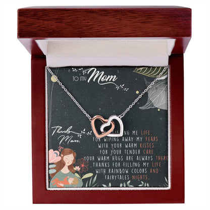 To My Mom Interlocking Hearts Necklace Message Card