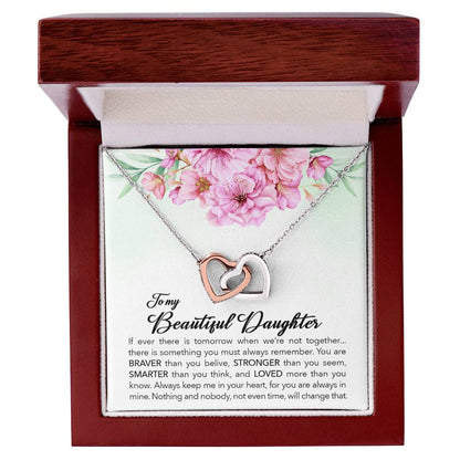 To My Granddaughter - Braver Stronger Smarter - Necklace Interlocking Hearts Necklace