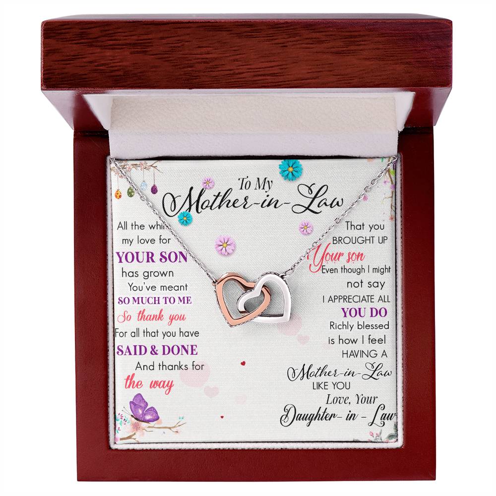 To My Mother In Law Love Family Interlocking Hearts Necklace