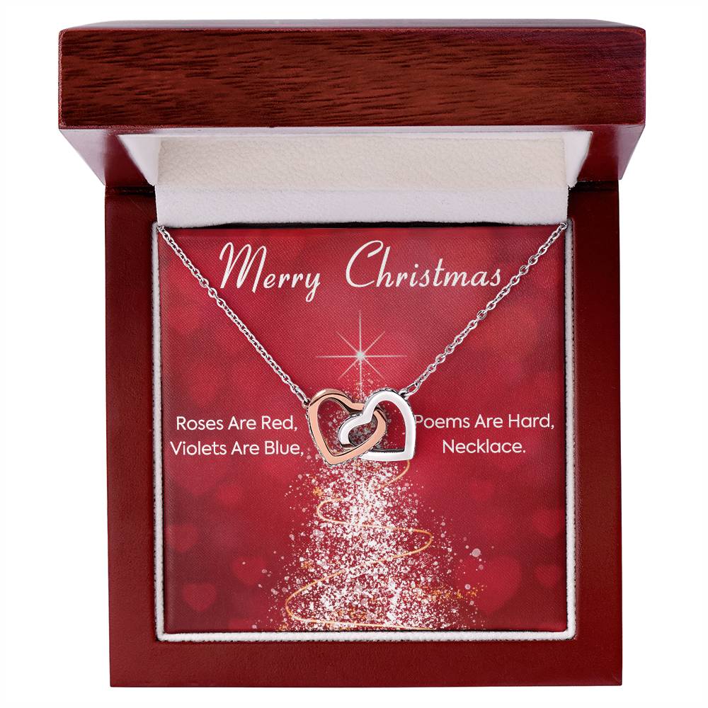 Roses Are Red Violets Are Blue Poems Are Heard Necklace. Christmas Gift Xmas Necklace Gift Interlocking Hearts Necklace
