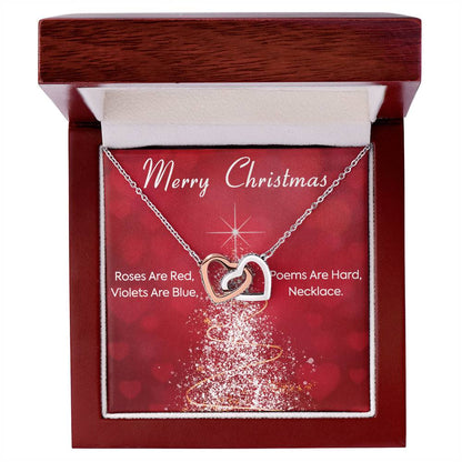 Roses Are Red Violets Are Blue Poems Are Heard Necklace. Christmas Gift Xmas Necklace Gift Interlocking Hearts Necklace