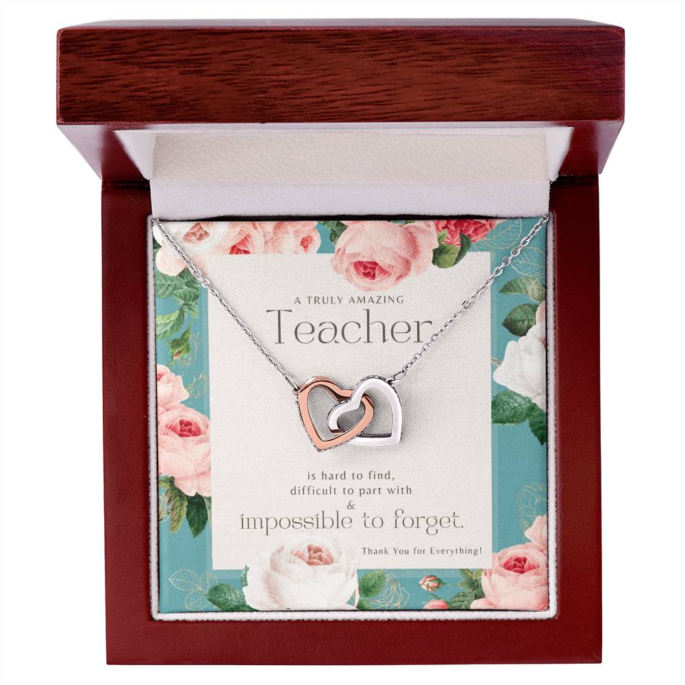 Teacher Gift Gift For Teacher Necklace A Truly Amazing Teacher Appreciation Gift Interlocking Hearts Necklace
