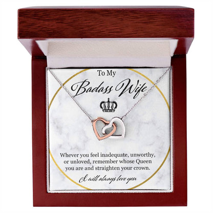 To My Badass Wife Interlocking Hearts Necklace