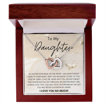 To My Daughter You Will Never Outgrow My Heart Interlocking Hearts Necklace