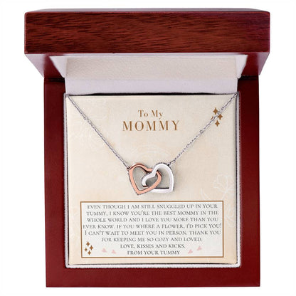 Christmas Gift From Bump Expecting Mom Gift From Tummy Mom To Be Necklace From Baby Bump Personalized Gifts For Pregnant Women Interlocking Hearts Necklace