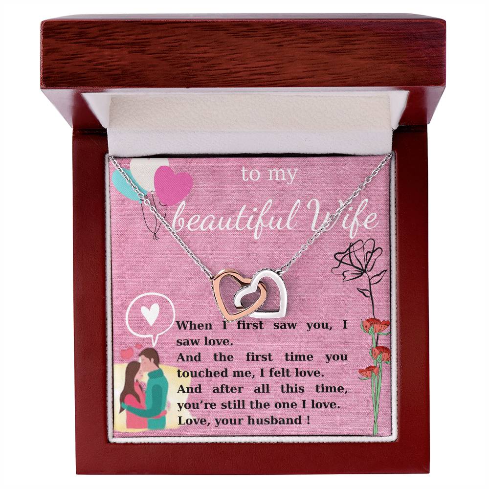 Gift To My Wife Interlocking Hearts Necklace