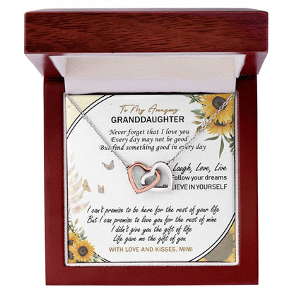 To My Amazing Granddaughter Interlocking Hearts Necklace Message Card