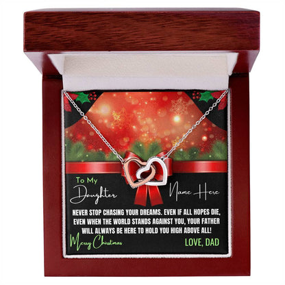 Artistic Christmas Necklace For Daughter Personalized Interlocking Hearts Necklace