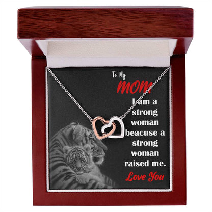 To My Mom Strong Woman Love You Always Interlocking Hearts Necklace